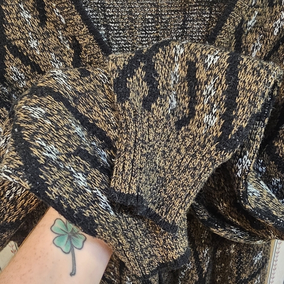 Wood Land Trail Button up Cardigan Mens Large Jacket Brown Multicolor diamond - Picture 5 of 10